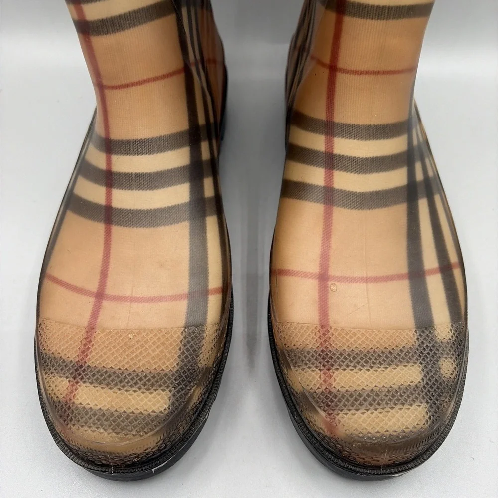 Burberry Rain Boots Womens US 6.5 EUR 40 nova check Plaid Tall wellington france